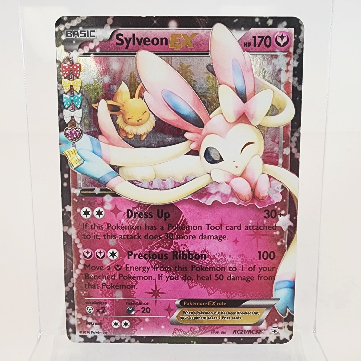 holographic sylveon pokemon card Pokémon TCG Generations EX RC21/RC32 Holo English Authentic Nintendo Game Boy Advance Cartridge Tested Working Quality Control Guaranteed And Ready To Play!:Condition / Acceptable Outlaws of Thunder Junction Sinister Order EX10 If 1 of your