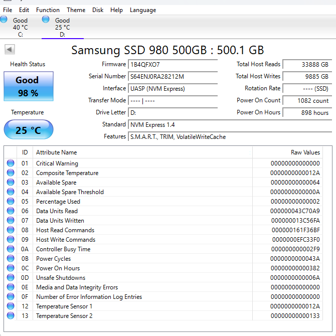 Samsung 2280mm 980 SSD 500GB M.2 NVMe Gen 4.0 x 4 SSD MZVLQ500HBLU