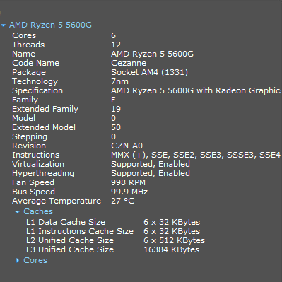 AMD Ryzen 5 5600G 3.90GHz 6 Core 100-000000252 12 Thread AM4
