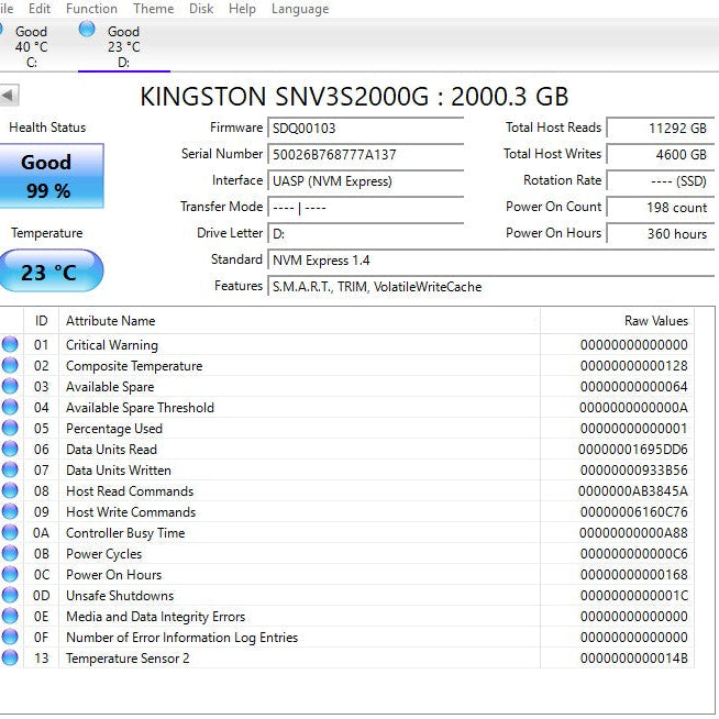 Kingston NV3 2TB M.2 2280 NVMe PCIe Gen4 x4 Internal SSD SNV3S