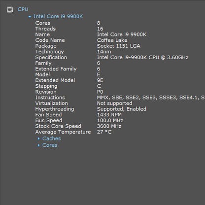 Intel Core i9-9900K 3.60GHz 8 Core SRELS 16 Thread LGA 1151
