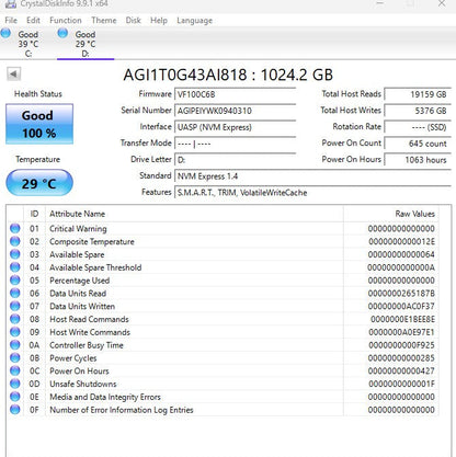 AGi 2280mm 1TB M.2 NVMe Gen 4.0 x 4 SSD AGI1T0G43AI818
