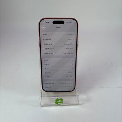 Factory Unlocked Apple iPhone 17 Pro 256GB Cosmic Orange MG7L4LL/A
