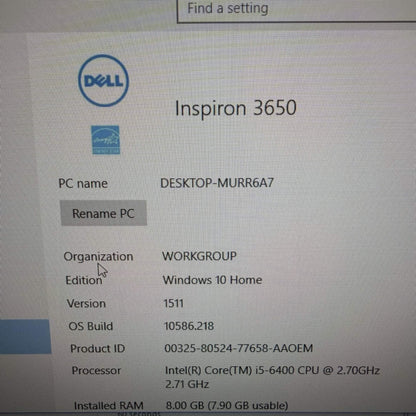 Dell Inspiron 3670 3650 Core i5-6400 2.70GHz 8GB RAM 1TB HDD