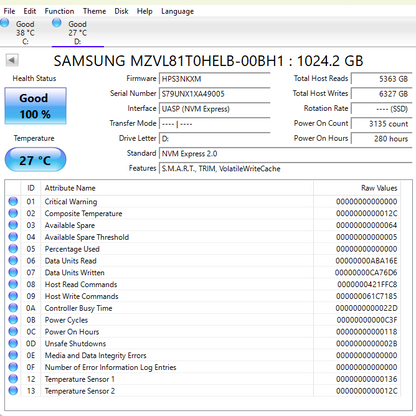 Samsung 2280mm PM9C1 1TB M.2 NVMe Gen 4.0 x 4 SSD MZVL81T0HELB-00BH1