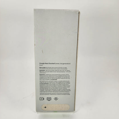 New Google Nest Doorbell Camera Wired 3rd Gen Snow G6PPP